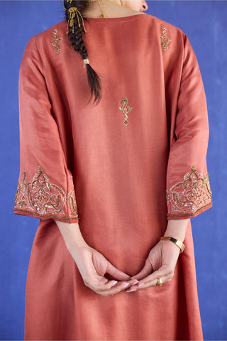 Orange mani kaftan suit
