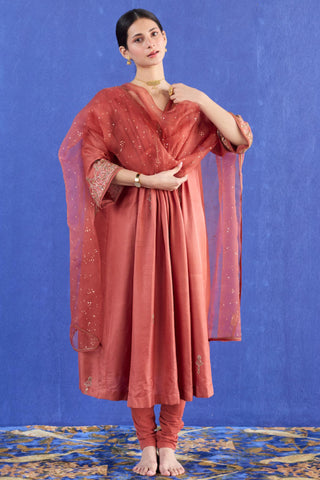 Orange mani kaftan suit