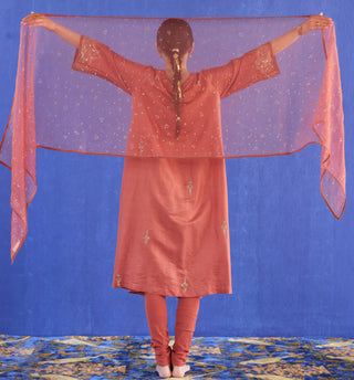 Orange mani kaftan suit