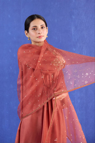 Orange mani kaftan suit