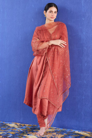 Orange mani kaftan suit