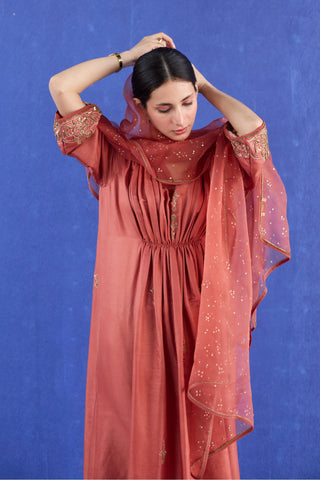Orange mani kaftan suit
