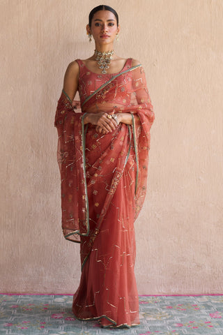 Orange patiala saree