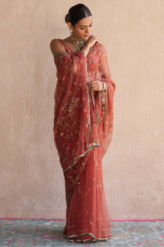 Orange patiala saree