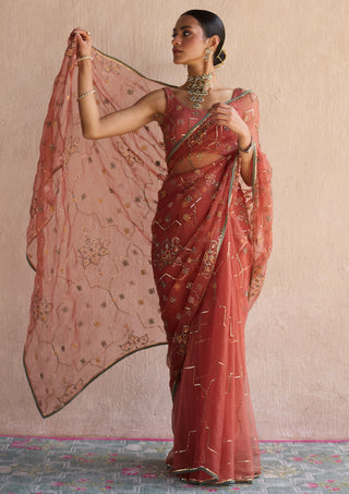 Orange patiala saree