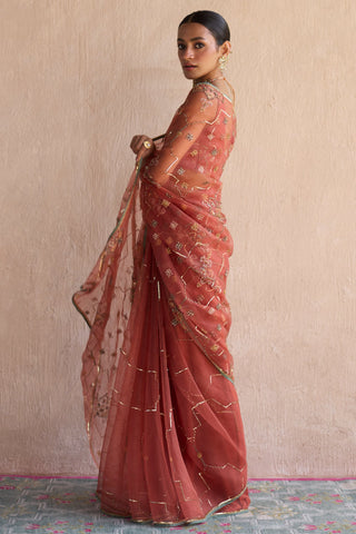 Orange patiala saree