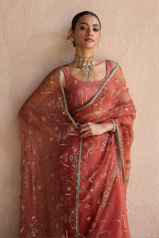 Orange patiala saree