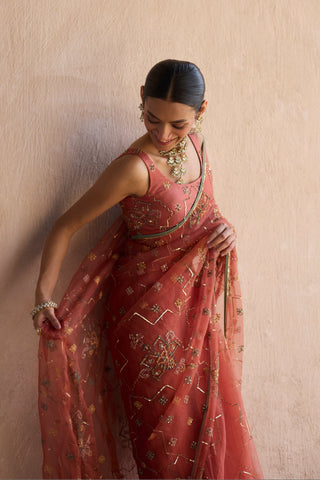 Orange patiala saree