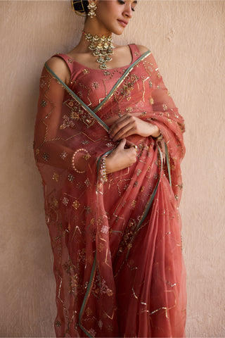 Orange patiala saree