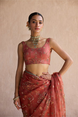 Orange patiala saree