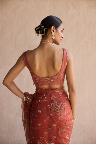 Orange patiala saree