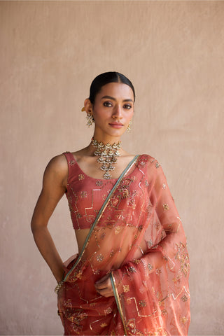 Orange patiala saree