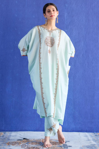 Blue bindi kaftan suit