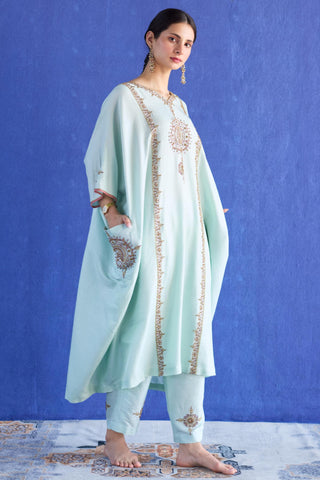 Blue bindi kaftan suit