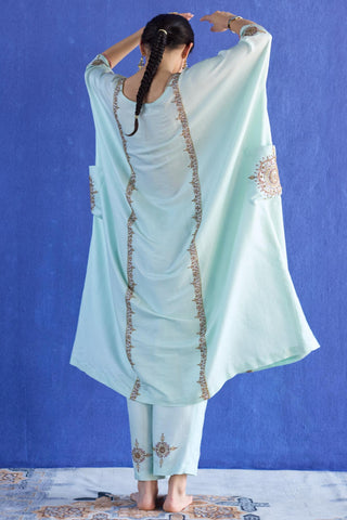 Blue bindi kaftan suit