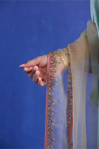 Blue bindi kaftan suit