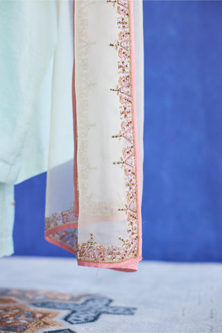 Blue bindi kaftan suit