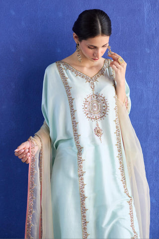 Blue bindi kaftan suit