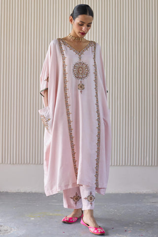 Pink bindi kaftan suit