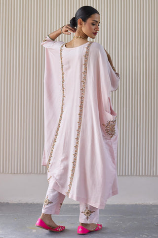 Pink bindi kaftan suit