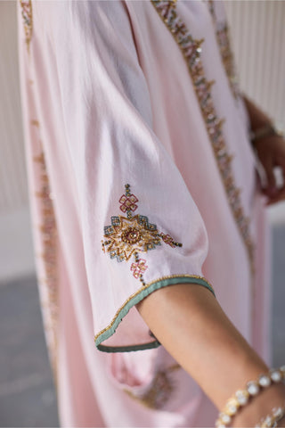 Pink bindi kaftan suit