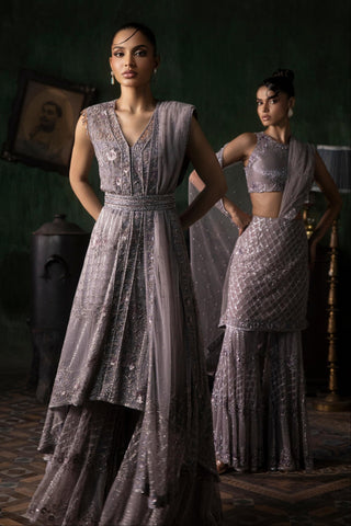 Purple oraan sharara set