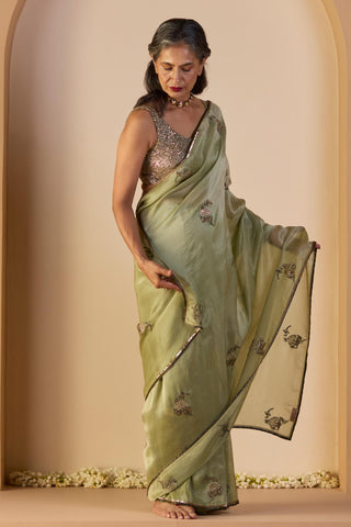 Saree for Indian Weddings – Green Rehmat Iqra by Sarang Kaur