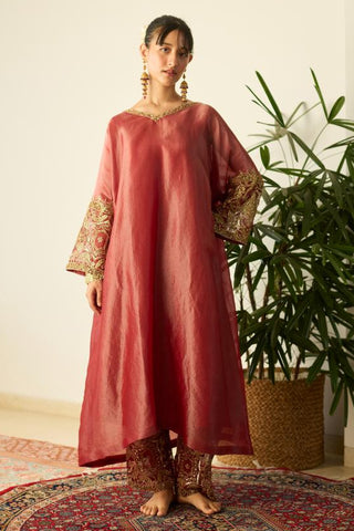 Kaftan Set for Contemporary Wear – Red Rubaab by Sarang Kaur