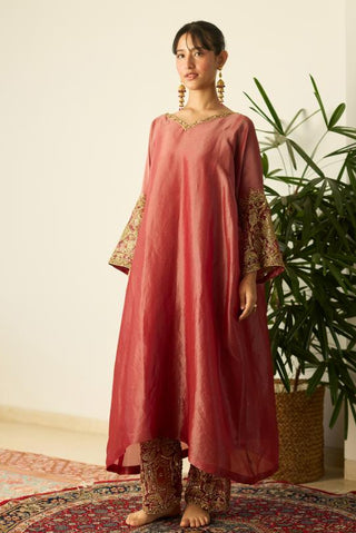Kaftan Set for Contemporary Wear – Red Rubaab by Sarang Kaur