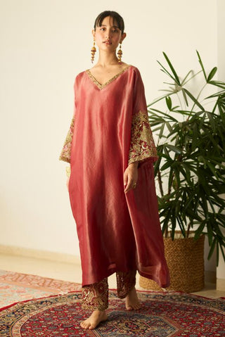 Kaftan Set for Contemporary Wear – Red Rubaab by Sarang Kaur