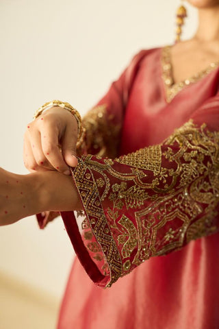 Kaftan Set for Contemporary Wear – Red Rubaab by Sarang Kaur