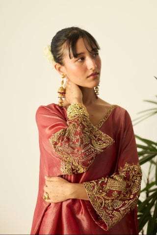Kaftan Set for Contemporary Wear – Red Rubaab by Sarang Kaur