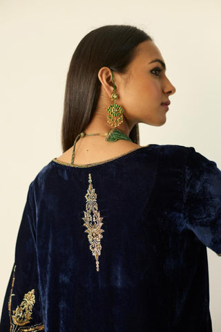 Embroidered Suit for Indian Wedding – Blue Tarunima by Sarang Kaur