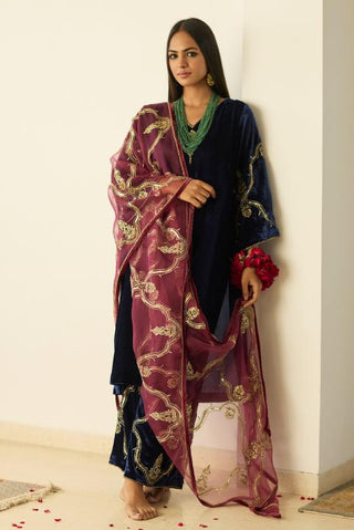 Embroidered Suit for Indian Wedding – Blue Tarunima by Sarang Kaur