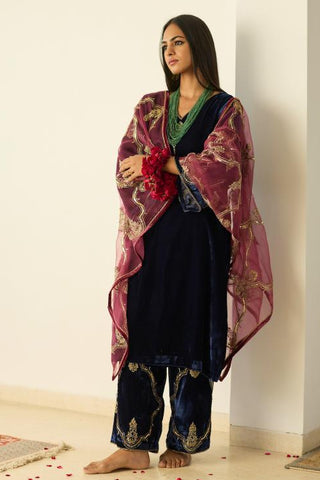 Embroidered Suit for Indian Wedding – Blue Tarunima by Sarang Kaur