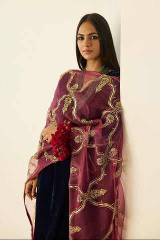 Embroidered Suit for Indian Wedding – Blue Tarunima by Sarang Kaur