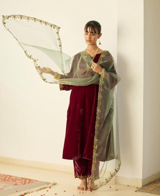 Embroidered Suit for Indian Wedding â€“ Red Tarunima by Sarang Kaur
