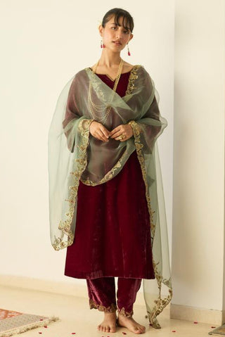 Embroidered Suit for Indian Wedding â€“ Red Tarunima by Sarang Kaur
