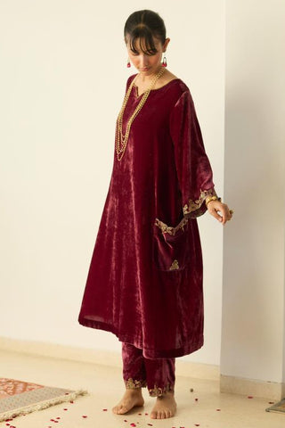 Embroidered Suit for Indian Wedding â€“ Red Tarunima by Sarang Kaur