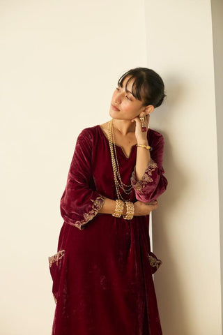 Embroidered Suit for Indian Wedding â€“ Red Tarunima by Sarang Kaur