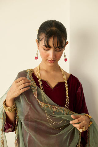 Embroidered Suit for Indian Wedding â€“ Red Tarunima by Sarang Kaur