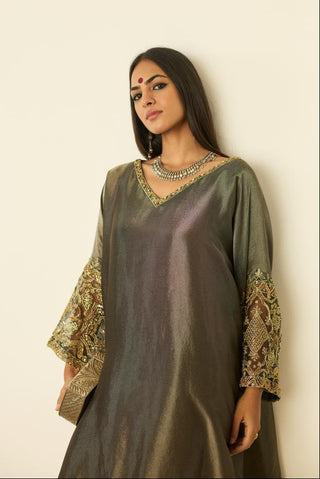 Kaftan Set for Indian Wear – Gray Rubaab by Sarang Kaur