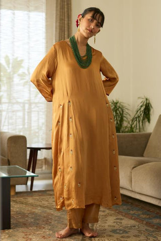 Embroidered Suit for Festive Wear – Mustard Dua by Sarang Kaur