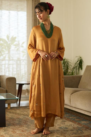 Embroidered Suit for Festive Wear – Mustard Dua by Sarang Kaur