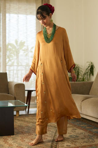 Embroidered Suit for Festive Wear – Mustard Dua by Sarang Kaur