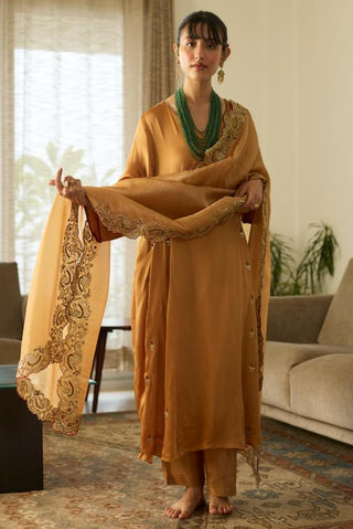 Embroidered Suit for Festive Wear – Mustard Dua by Sarang Kaur
