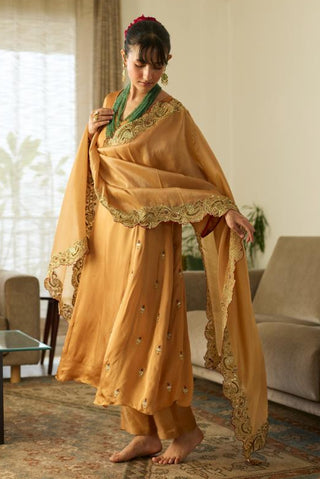 Embroidered Suit for Festive Wear – Mustard Dua by Sarang Kaur