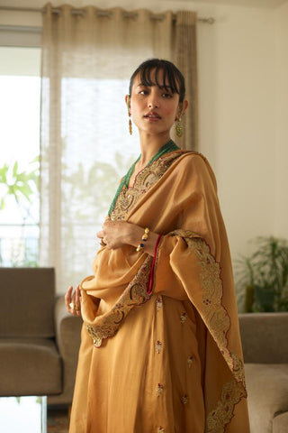 Embroidered Suit for Festive Wear – Mustard Dua by Sarang Kaur