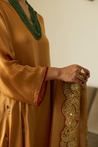 Embroidered Suit for Festive Wear – Mustard Dua by Sarang Kaur
