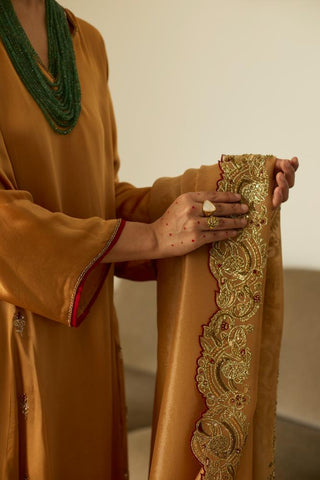 Embroidered Suit for Festive Wear – Mustard Dua by Sarang Kaur